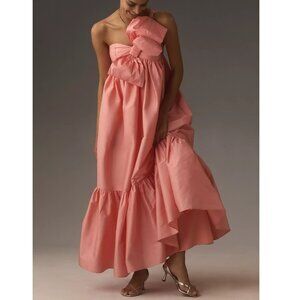 Anthropologie Atsu Sally Bow Midi Dress Peach L
